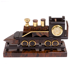 Часы настольные в виде паровоза из натурального камня Обсидиан Train Stone Clock варинант исполнения - 4 | Loft Concept в Нижнем Новгороде