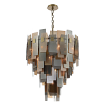 Люстра с многослойными стеклянными панелями янтарного и дымчатого цвета Textured Glass Chandelier варинант исполнения - 3 | Loft Concept в Нижнем Новгороде