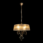 Люстра подвесная круглая с тканевым полупрозрачным абажуром и подвесками 4 лампы Gilded Elegance варинант исполнения - 1 | Loft Concept в Нижнем Новгороде