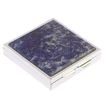 Таблетница карманная квадратная с 4-мя отделениями с зеркалом и накладкой из натурального камня Содалит Silver Stone Pillboxes варинант исполнения - 1 | Loft Concept в Нижнем Новгороде