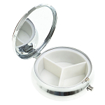 Таблетница карманная круглая с 3-мя отделениями с зеркалом и накладкой из натурального камня Апатит Желтый Silver Stone Pillboxes варинант исполнения - 2 | Loft Concept в Нижнем Новгороде