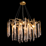 Люстра подвесная золотого цвета с разветвленными ветвями и прозрачными стеклянными подвесками Droplet Chandelier варинант исполнения - 3 | Loft Concept в Нижнем Новгороде