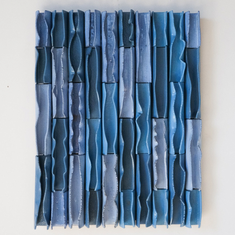 Объемное Панно Vertical Blue Rhythmic Waves Синий Объемное Панно Vertical Blue Rhythmic Waves Синий в Нижнем Новгороде | Loft Concept