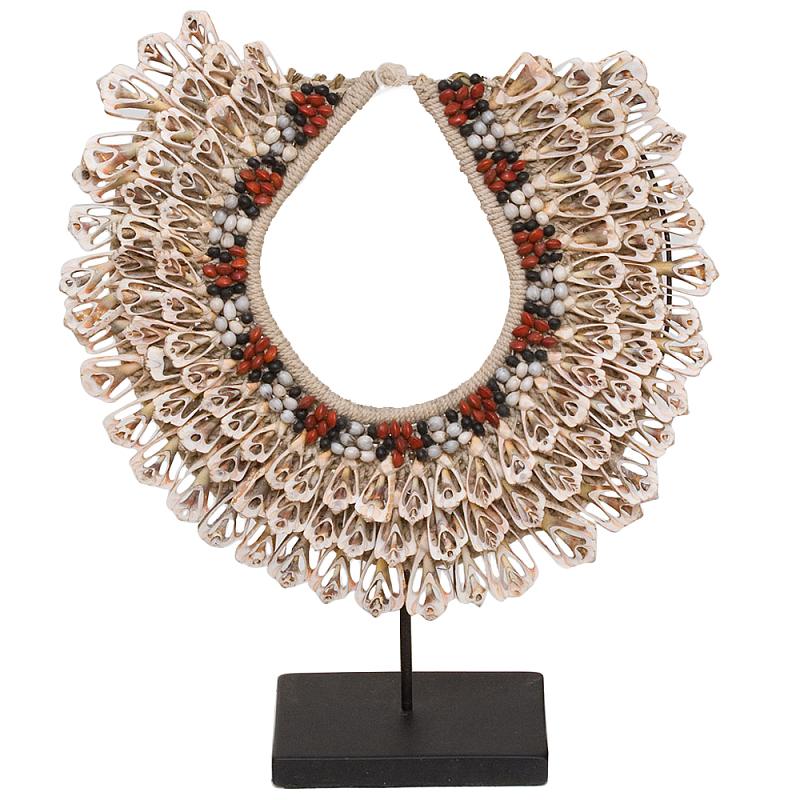 Этническое ожерелье из ракушек на подставке Ethnic Necklace Lacy Shells Beige Бежевый Красный Черный Белый в Нижнем Новгороде | Loft Concept 