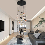 Люстра каскадная с черным круглым основанием 27 подвесов Celestial Waltz варинант исполнения - 5 | Loft Concept в Нижнем Новгороде