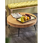 Журнальный столик с круглой фактурной столешницей из натурального дерева Vortex варинант исполнения - 6 | Loft Concept в Нижнем Новгороде