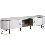 Тумба под телевизор белая овальная с мраморной столешницей Thoroughbass варинант исполнения - 1 | Loft Concept в Нижнем Новгороде