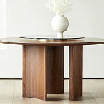 Стол обеденный круглый с двойной столешницей Walnut Wood Table варинант исполнения - 4 | Loft Concept в Нижнем Новгороде