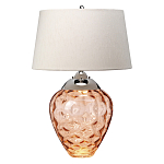 Настольная лампа с фактурным стеклянным основанием красного цвета с хромированной деталью у горловины и белым абажуром из искусственного шёлка Elstead Lighting варинант исполнения - 1 | Loft Concept в Нижнем Новгороде