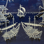 Картина ручная вышивка бисером Ночной пейзаж Night Boat Bay варинант исполнения - 4 | Loft Concept в Нижнем Новгороде