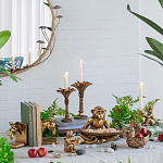 Подсвечник в форме пальмы с резными листьями и текстурным основанием Golden palm leaves варинант исполнения - 4 | Loft Concept в Нижнем Новгороде