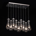 Люстра с 9-ю прозрачными плафонами из стекла в форме капли на прямоугольном потолочном основании цвета хром Lucid Rain  варинант исполнения - 3 | Loft Concept в Нижнем Новгороде