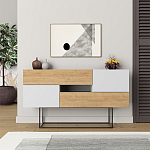 Комод c 2-мя белыми дверцами и 2-мя выдвижными ящиками цвета древесины EROS CONSOLE OAK WHITE варинант исполнения - 1 | Loft Concept в Нижнем Новгороде