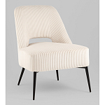 Кресло лаунж Бостон велюр рельефный молочный на черных ножках варинант исполнения - 1 | Loft Concept в Нижнем Новгороде
