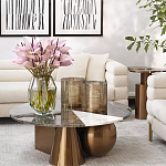 Дизайнерский журнальный стол с круглой столешницей на 3-х геометрических ножках Lehumod варинант исполнения - 3 | Loft Concept в Нижнем Новгороде