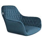 Барный стул со спинкой и подлокотниками на 4-х деревянных ножках Douglas Rhombus Синий Велюр варинант исполнения - 2 | Loft Concept в Нижнем Новгороде