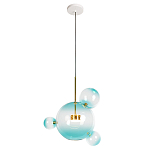 Подвесной светильник с прозрачными бирюзовыми стеклянными шарами и золотыми деталями Диаметр 43 Giopato & Coombes варинант исполнения - 1 | Loft Concept в Нижнем Новгороде