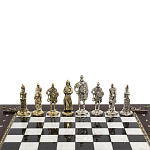 Шахматы в ларце из натуральных камней Долерит Малахит Мрамор Decorative Thematic Chess Русь варинант исполнения - 4 | Loft Concept в Нижнем Новгороде