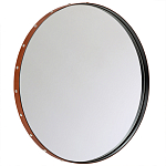 Зеркало овальное в металлической раме с кожаной отделкой Loft in Reflection варинант исполнения - 1 | Loft Concept в Нижнем Новгороде