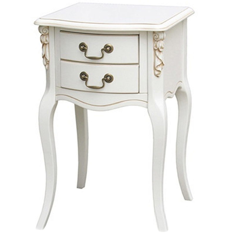 Прикроватная тумба в стиле прованс с 2-мя ящиками Paule Montmartre Provence Bedside Table Белый Орех Латунь в Нижнем Новгороде | Loft Concept 