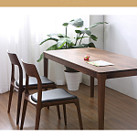 Стул деревянный с мягким сиденьем из черной натуральной кожи Moon Walnut Furniture варинант исполнения - 1 | Loft Concept в Нижнем Новгороде