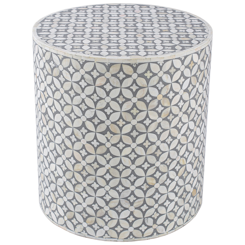 Табурет BONE INLAY Modern Round bone Inlay Geometry Design Stool Серый ivory ( слоновая кость ) в Нижнем Новгороде | Loft Concept 