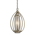 Подвесной светильник овальной формы с цилиндрическим плафоном в цвете сусальное серебро Kichler варинант исполнения - 1 | Loft Concept в Нижнем Новгороде