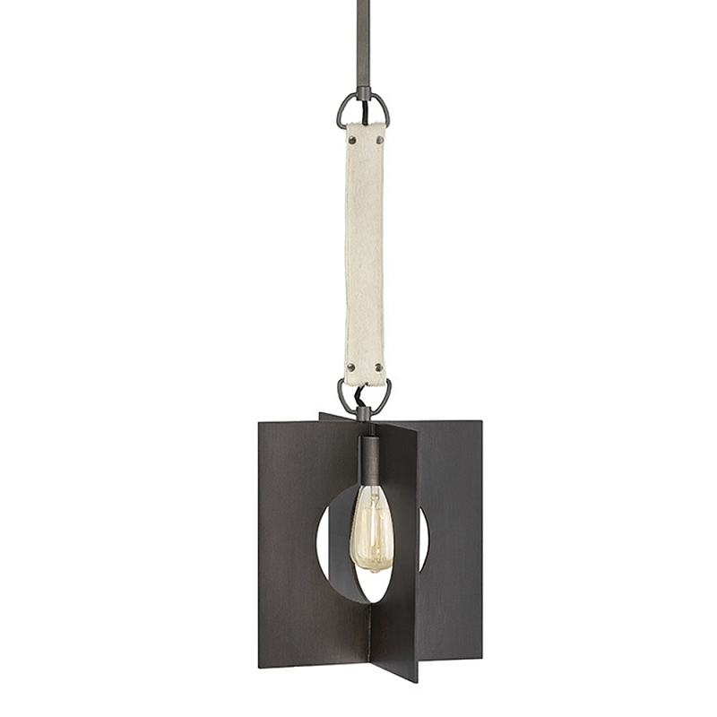 Подвесной светильник с графитовым плафоном и ремнем из натуральной воловьей кожи в индустриальном стиле Hinkley Графит Молочный в Нижнем Новгороде | Loft Concept 