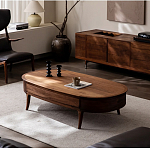 Кофейный стол овальный из дерева с 2-мя ящиками Coffee Walnut Table варинант исполнения - 1 | Loft Concept в Нижнем Новгороде