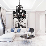 Люстра подвесная с плиссированными абажурами и множеством подвесок черного цвета Диаметр 62 см Lustre Reverie варинант исполнения - 4 | Loft Concept в Нижнем Новгороде