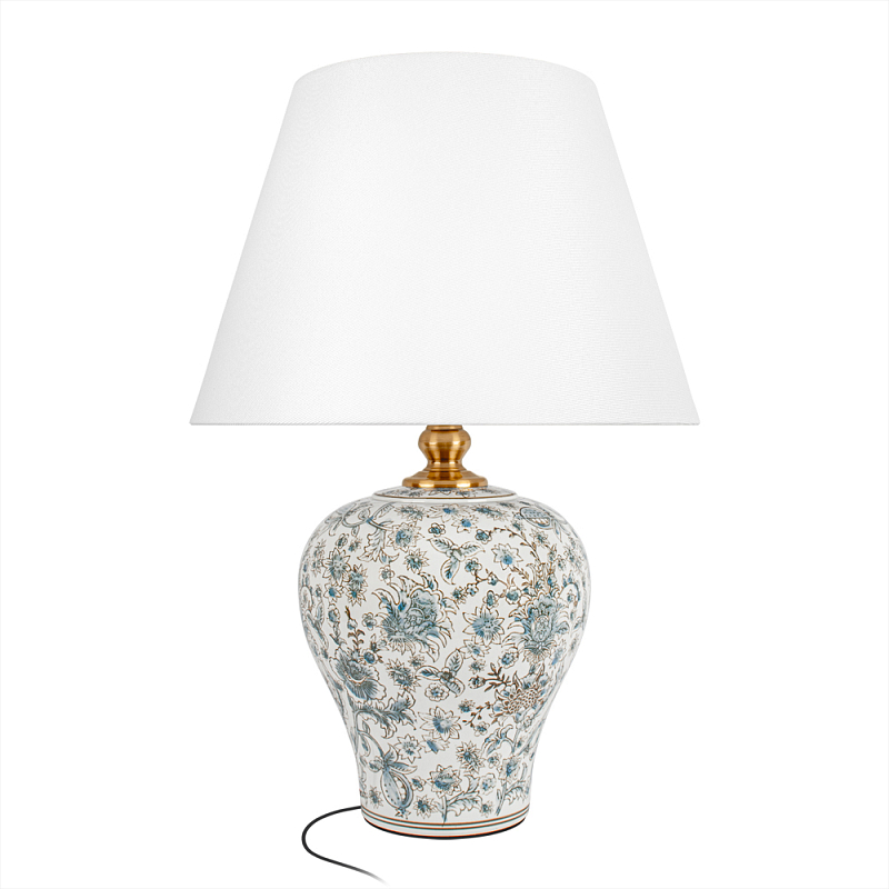 Настольная лампа с цветочной росписью Lamp Flower Painting Белый Синий в Нижнем Новгороде | Loft Concept 