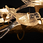 Люстра подвесная линейная с прозрачными стеклянными птичками на ветвях Serip Voa варинант исполнения - 11 | Loft Concept в Нижнем Новгороде