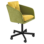 Стул с мягкой обивкой из велюра и подъемно-поворотным механизмом на колесиках Mason Green and Yellow варинант исполнения - 1 | Loft Concept в Нижнем Новгороде