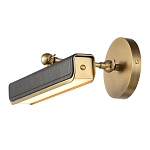 Светильник для картин цвет винтажная латунь с прямоугольным плафоном из кожи черного цвета Alora варинант исполнения - 4 | Loft Concept в Нижнем Новгороде