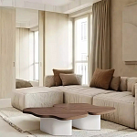 Дизайнерский журнальный стол с фигурной столешницей на белом основании Holarisex варинант исполнения - 1 | Loft Concept в Нижнем Новгороде