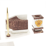 Настольный письменный набор из мрамора и лемезита с гербом и флагом России Marble Accessory варинант исполнения - 5 | Loft Concept в Нижнем Новгороде