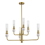 Люстра с 6-ю плафонами в форме стеклянных трубок и мраморных декоративных элементов Montreal варинант исполнения - 3 | Loft Concept в Нижнем Новгороде