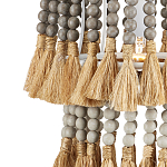 Подвесной светильник двухъярусный с декором из круглых деревянных бусин с кисточками Gray Brown Wooden Beads Chandelier варинант исполнения - 1 | Loft Concept в Нижнем Новгороде