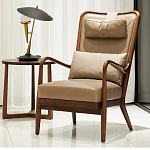 Кресло c каркасом из массива дерева и с мягким подголовником Walnut Armchair варинант исполнения - 1 | Loft Concept в Нижнем Новгороде