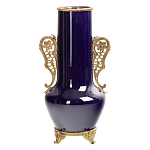 Ваза темно-синяя фарфоровая с бронзовыми ручками и ножками Eden Garden варинант исполнения - 1 | Loft Concept в Нижнем Новгороде