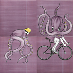 Плитка с узором Осьминог велосипедист варинант исполнения - 2 | Loft Concept в Нижнем Новгороде