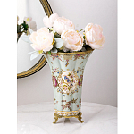 Ваза голубого цвета из фарфора с цветочным рисунком и бронзовой стрекозой Blue Garden варинант исполнения - 4 | Loft Concept в Нижнем Новгороде