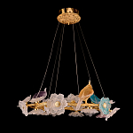 Люстра круглая на золотом каркасе с птичками и цветочным декором Miscellaneous herbs варинант исполнения - 2 | Loft Concept в Нижнем Новгороде