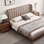 Кровать двуспальная с мягким изголовьем Moon Walnut Bed варинант исполнения - 1 | Loft Concept в Нижнем Новгороде
