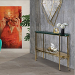 Консоль овальной формы золотая с полкой для хранения Craig варинант исполнения - 4 | Loft Concept в Нижнем Новгороде