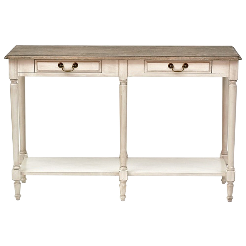 Деревянная консоль с двумя ящиками Margery Provence Console Table Бежевый Дуб темный в Нижнем Новгороде | Loft Concept 