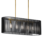 Люстра подвесная овальной формы с металлическим решетчатым абажуром матово-черного цвета и 5 лампами Kichler варинант исполнения - 1 | Loft Concept в Нижнем Новгороде