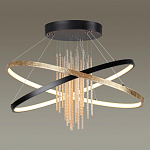 Люстра подвесная с 2-мя пересекающимися круглыми подвесами в черном и золотистом цвете и вертикальными подвесками Ring Horizontal варинант исполнения - 2 | Loft Concept в Нижнем Новгороде