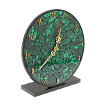 Часы настольные круглые из натурального камня Малахит Round Stone Clock варинант исполнения - 2 | Loft Concept в Нижнем Новгороде