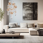 Люстра с плафонами из прозрачного и янтарного стекла в виде шаров и ромбов Gabriel Scott Luna варинант исполнения - 12 | Loft Concept в Нижнем Новгороде